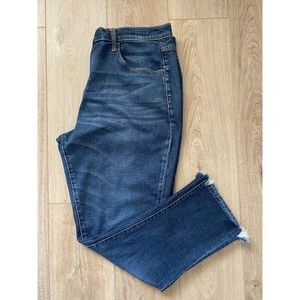 OLIVER LOGAN Jeans•34•The Crosby Boyfriend Raw Hem Dark Wash Stretch